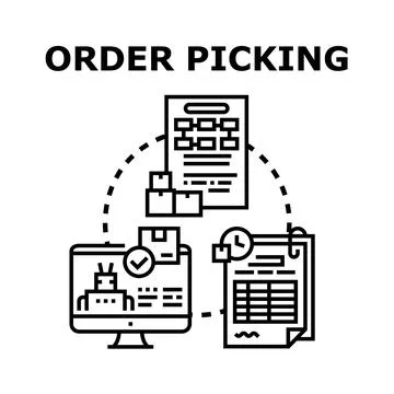 Order picking process with automation and logistics management Stock Illustration