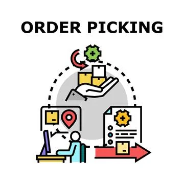 Order picking process managing digital logistics operations Stock Illustration