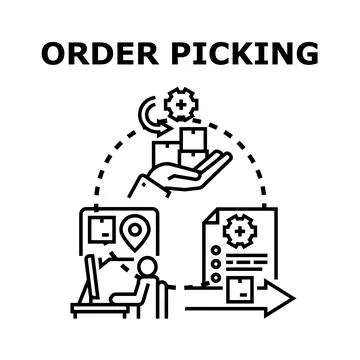 Order picking process managing digital logistics operations Stock Illustration