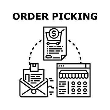 Order picking process in an online store concept Stock Illustration