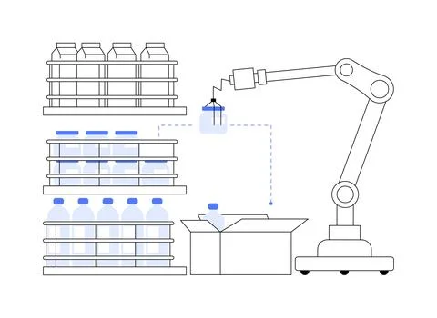 Order Picking Robots abstract concept vector illustration. 스톡 일러스트