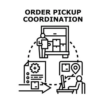 Order pickup coordination process for efficient logistics Stock Illustration