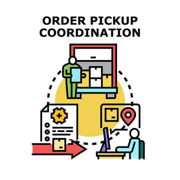 Order pickup coordination process for efficient logistics Stock Illustration