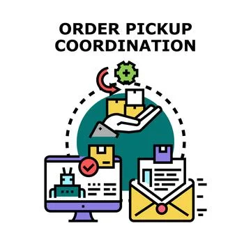 Order pickup coordination process logistics management concept Illustrazione stock