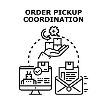 Order pickup coordination process logistics management concept Stock Illustration