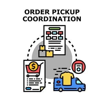 Order pickup coordination process for retail delivery Stock Illustration