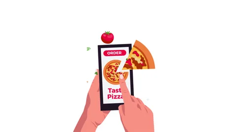 Order Pizza animation video with alpha channel Stock After Effects