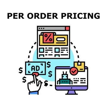 Per order pricing concept creating value for online business Stock Illustration