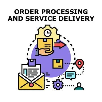 Order processing and service delivery vector concept Stock Illustration