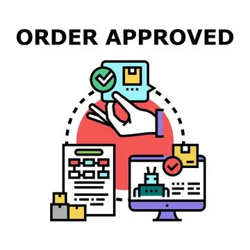 Order processing approval delivering secure online transaction Stock Illustration