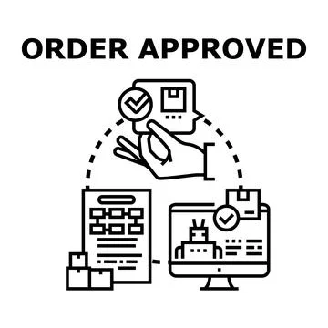 Order processing approval delivering secure online transaction Stock Illustration