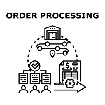Order processing business concept illustrating supply chain workflow Stock Illustration