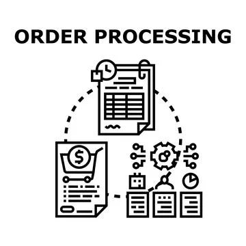 Order processing business concept vector icon illustrating diverse steps イラスト素材