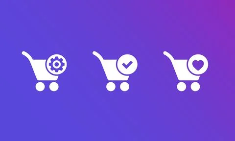 Order processing, complete, add to favorites icons Stock Illustration