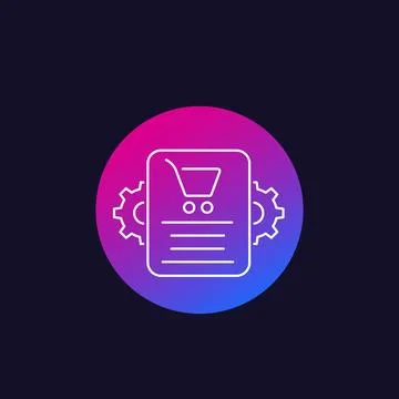 Order processing, e-commerce icon, linear Stock Illustration