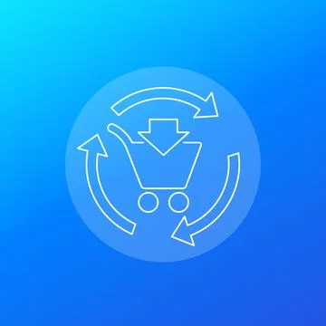 Order processing, e-commerce icon, linear design Stock Illustration