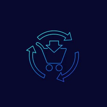 Order processing, e-commerce linear icon Stock Illustration