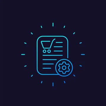 Order processing icon, e-commerce linear vector Stock Illustration