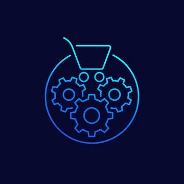 Order processing icon, linear design on dark イラスト素材