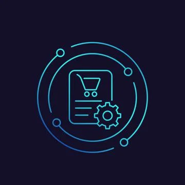 Order processing icon, linear vector Stock Illustration