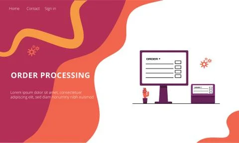 Order processing landing page - online shopping and fast delivery concept Stock Illustration