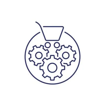 Order processing line icon with gears Stock Illustration