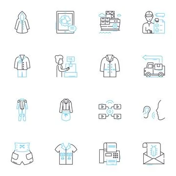 Order Processing linear icons set. Fulfillment, Logistics, Dispatch, Picking Stock Illustration