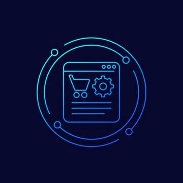 Order processing, online shopping line icon Stock Illustration