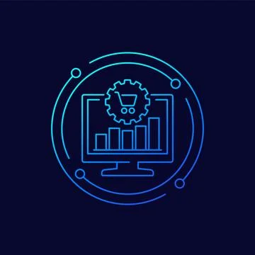 Order processing, procurement icon with chart, linear design Stock Illustration