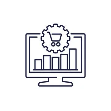 Order processing, procurement line icon with chart Stock Illustration
