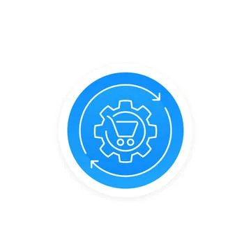 Order processing, shopping cart and cogwheel icon Stock Illustration