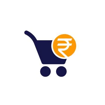 Order processing, shopping cart with rupee icon Stock Illustration