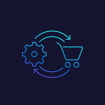 Order processing vector linear icon Stock Illustration