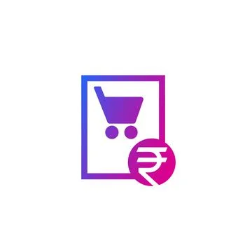 Order, purchase icon with rupee Ilustración de archivo
