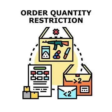 Order quantity restriction concept stopping prohibited goods delivery Stock Illustration