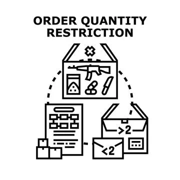 Order quantity restriction concept stopping prohibited goods delivery Stock Illustration