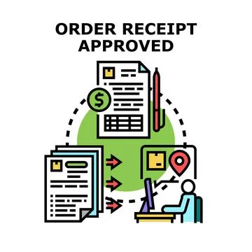 Order receipt approval process tracking logistics concept Stock Illustration