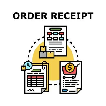Order receipt document representing business logistics processing Stock Illustration