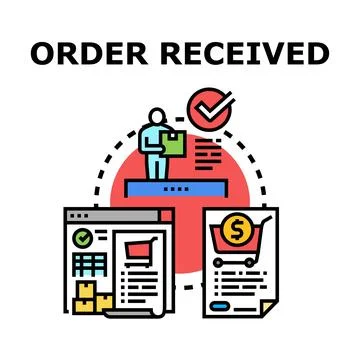 Order received process with successful delivery message 스톡 일러스트