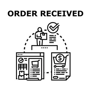 Order received process with successful delivery message 스톡 일러스트