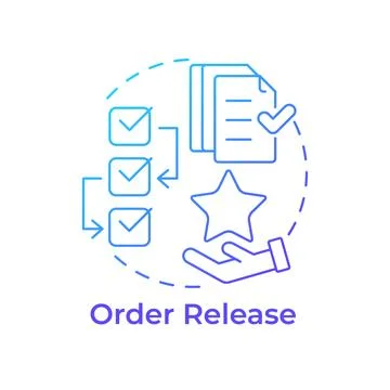 Order release blue gradient concept icon Illustrazione stock