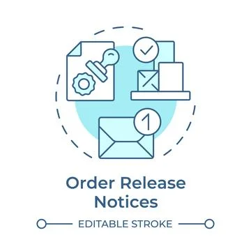 Order release notices soft blue concept icon Stock Illustration