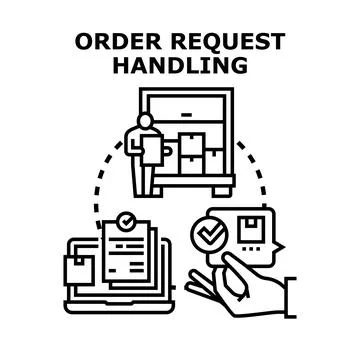 Order request handling process for business logistics and fulfillment Stock Illustration