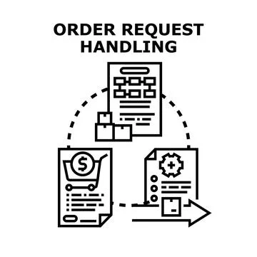 Order request handling workflow concept vector illustration 스톡 일러스트