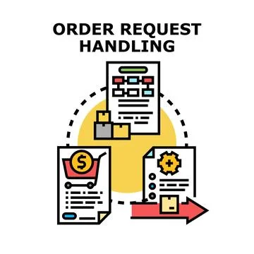 Order request handling workflow concept vector illustration Illustrazione stock