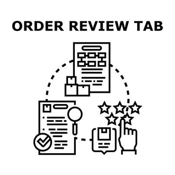 Order review tab concept with customer feedback Stock Illustration