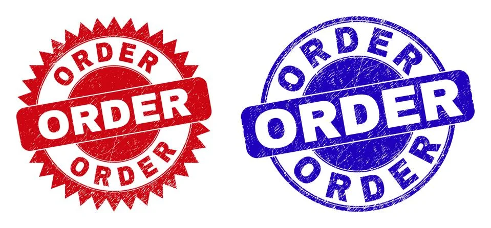 ORDER Round and Rosette Watermarks with Scratched Texture Illustrazione stock