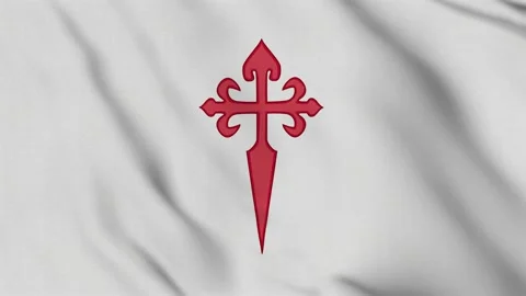 Order of Santiago – 4K Seamless Loop of the Spanish Chivalric Banner Stock Footage 309024283