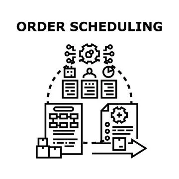 Order scheduling planning and delivery concept Illustrazione stock