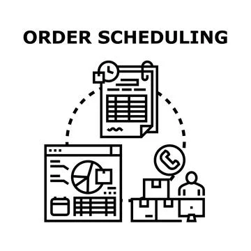 Order scheduling process managing delivery and logistics 库存插图